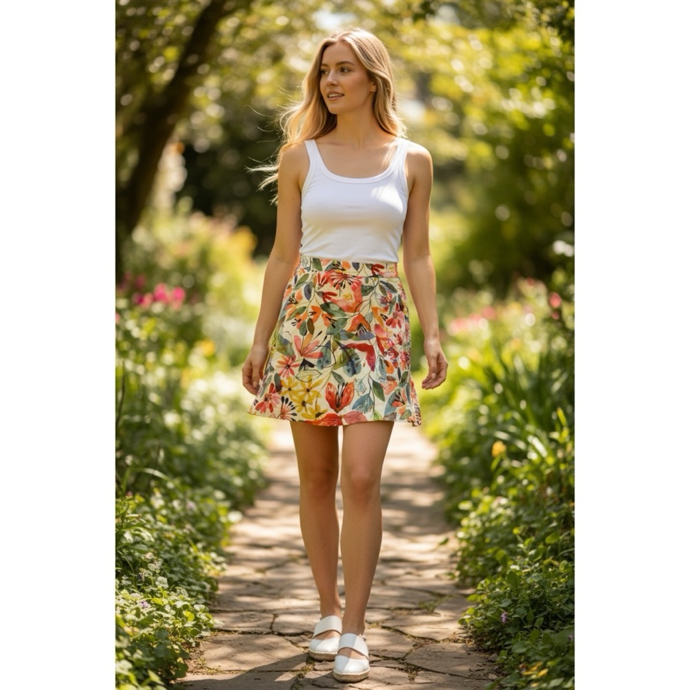 RipSkirt Hawaii Watercolor Wildflower Print Wrap Skirt Large